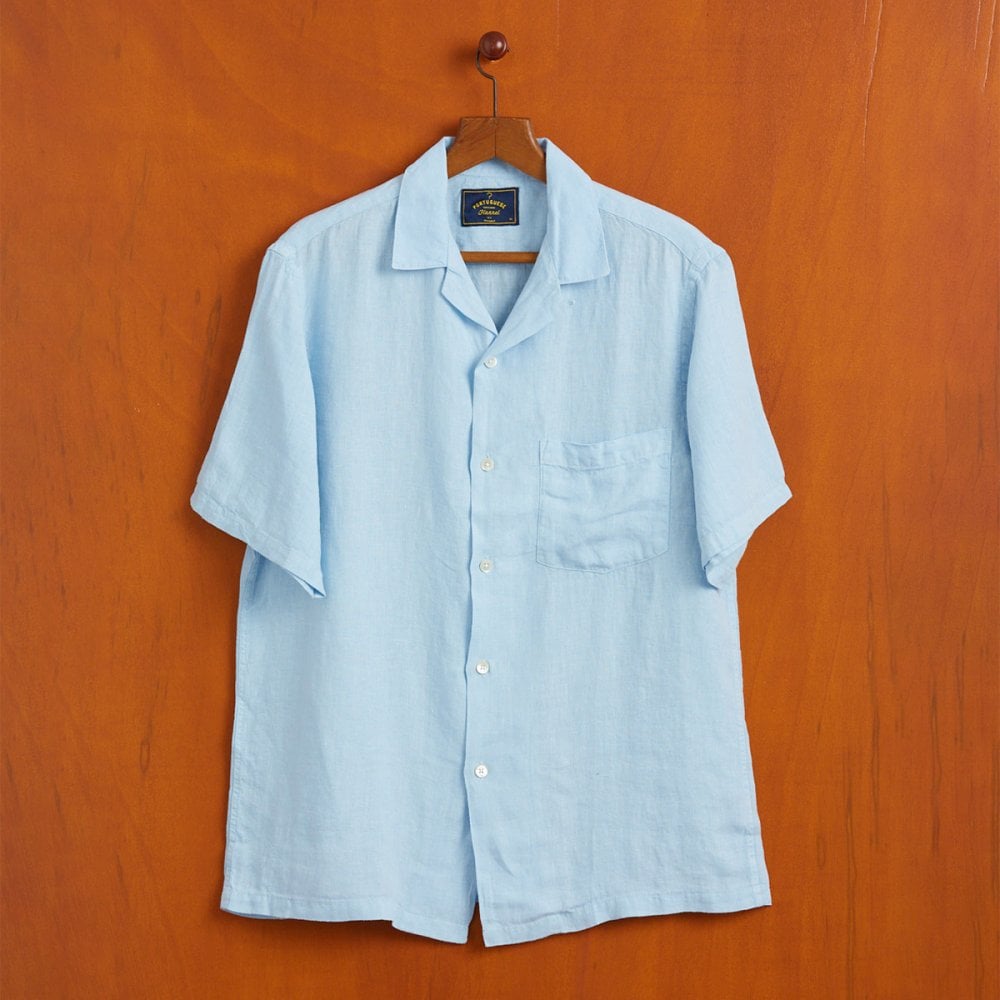Linen Camp Collar Shirt 24 - Sky