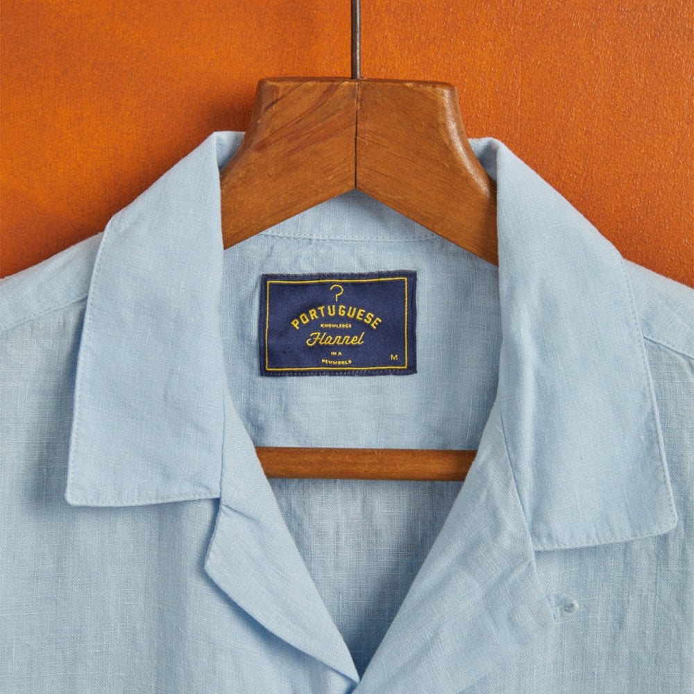 Linen Camp Collar Shirt 24 - Sky