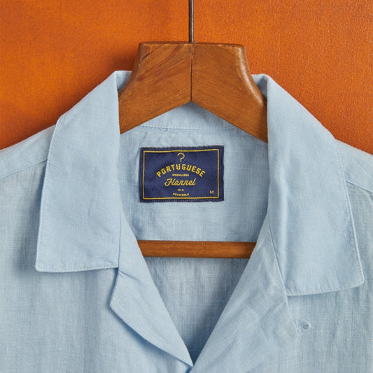 Linen Camp Collar Shirt 24 - Sky