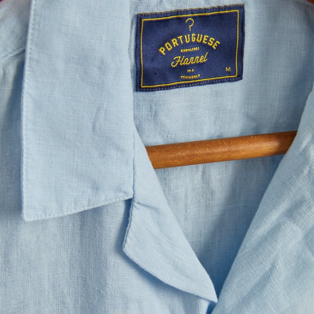 Linen Camp Collar Shirt 24 - Sky