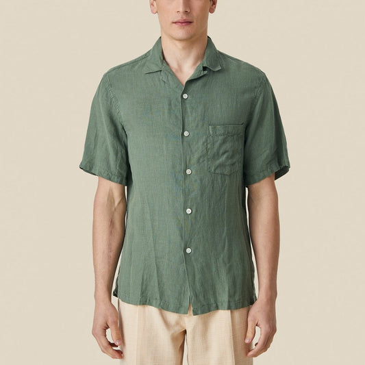 Linen Camp Collar Shirt 24 - Dry Green