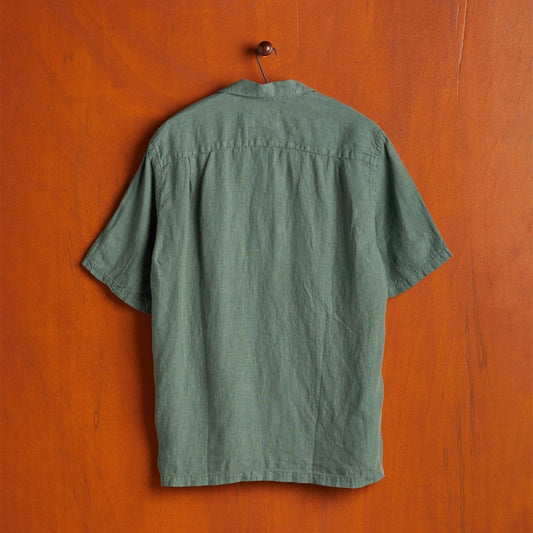 Linen Camp Collar Shirt 24 - Dry Green