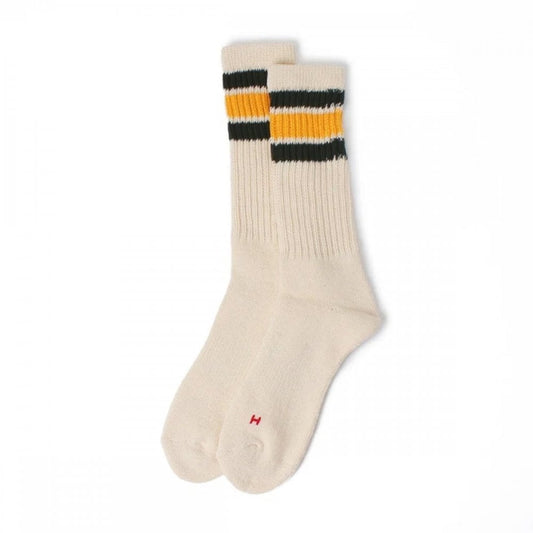 3 Pack Crew Socks - Off White / Multi Stripe