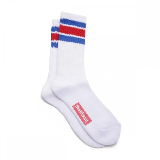 3 Pack Crew Socks - White / Multi Stripe