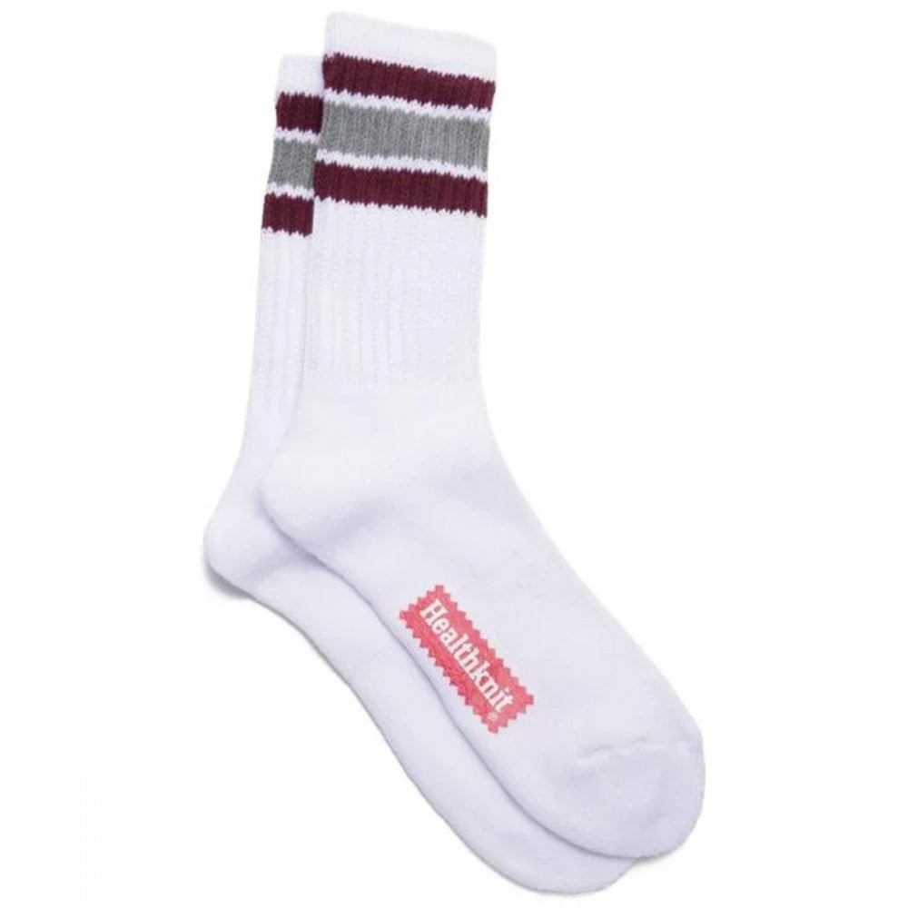 3 Pack Crew Socks - White / Multi Stripe