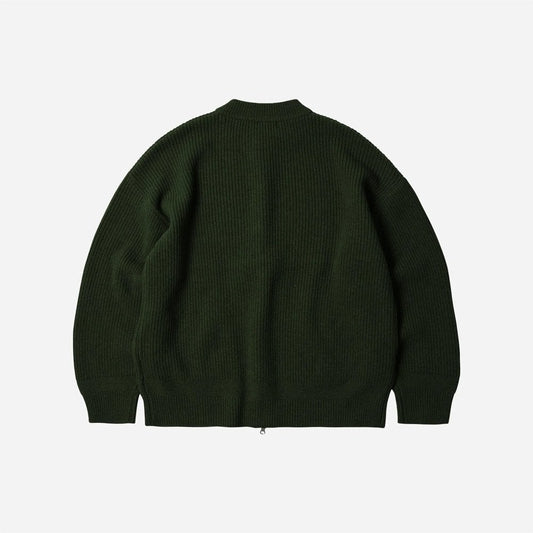 Wool Deck Zipup Cardigan - Forest Green