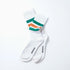 Fine Pile Striped Crew Socks - White / Green / Dark Orange