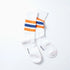 Fine Pile Striped Crew Socks - White / Orange / Dark Blue