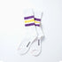 Fine Pile Striped Crew Socks - White / Purple / Yellow