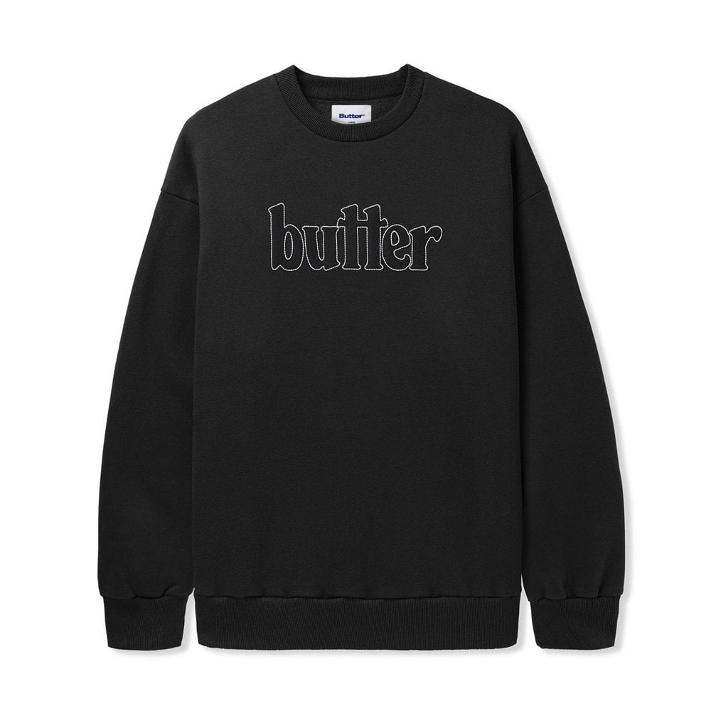 Fleece Applique Crewneck - Black