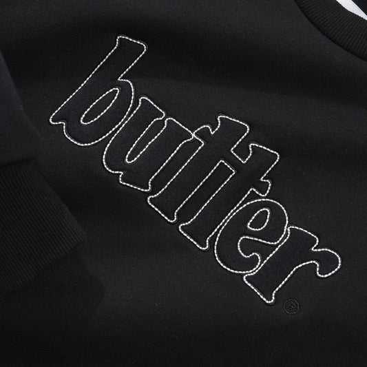 Fleece Applique Crewneck - Black
