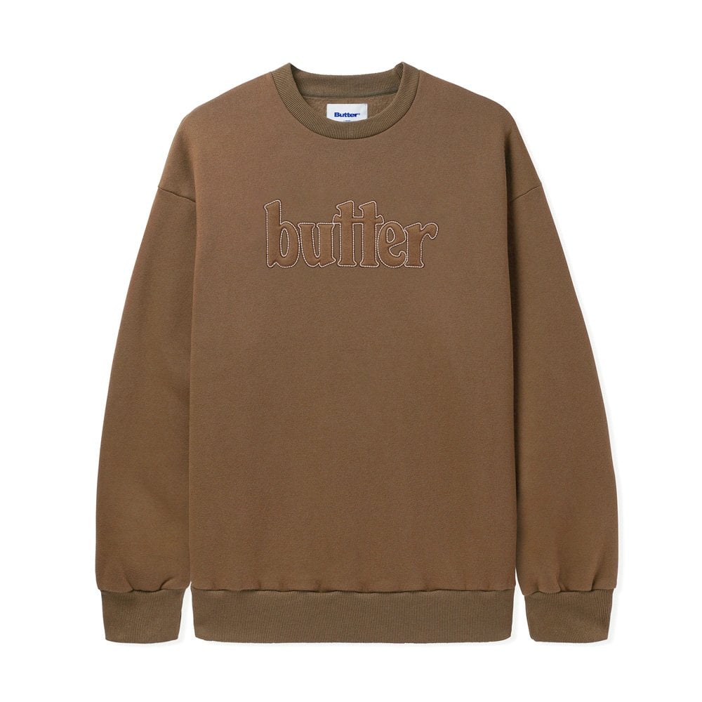 Fleece Applique Crewneck - Brown