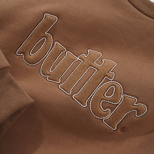 Fleece Applique Crewneck - Brown