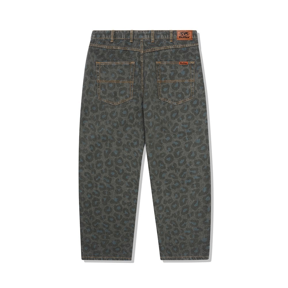 Leopard Denim Jeans - Black