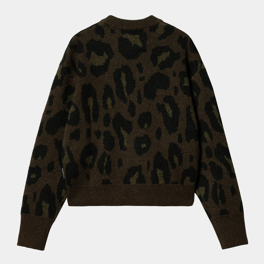 W' Merton Sweater, Camo Leo Jacquard - Tamarind