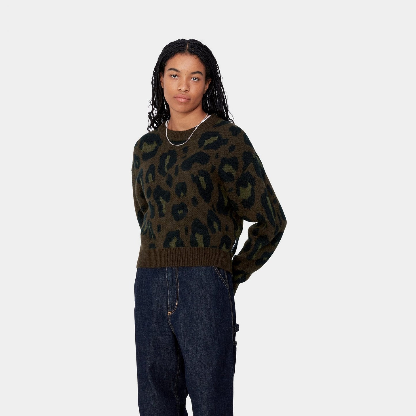W' Merton Sweater, Camo Leo Jacquard - Tamarind