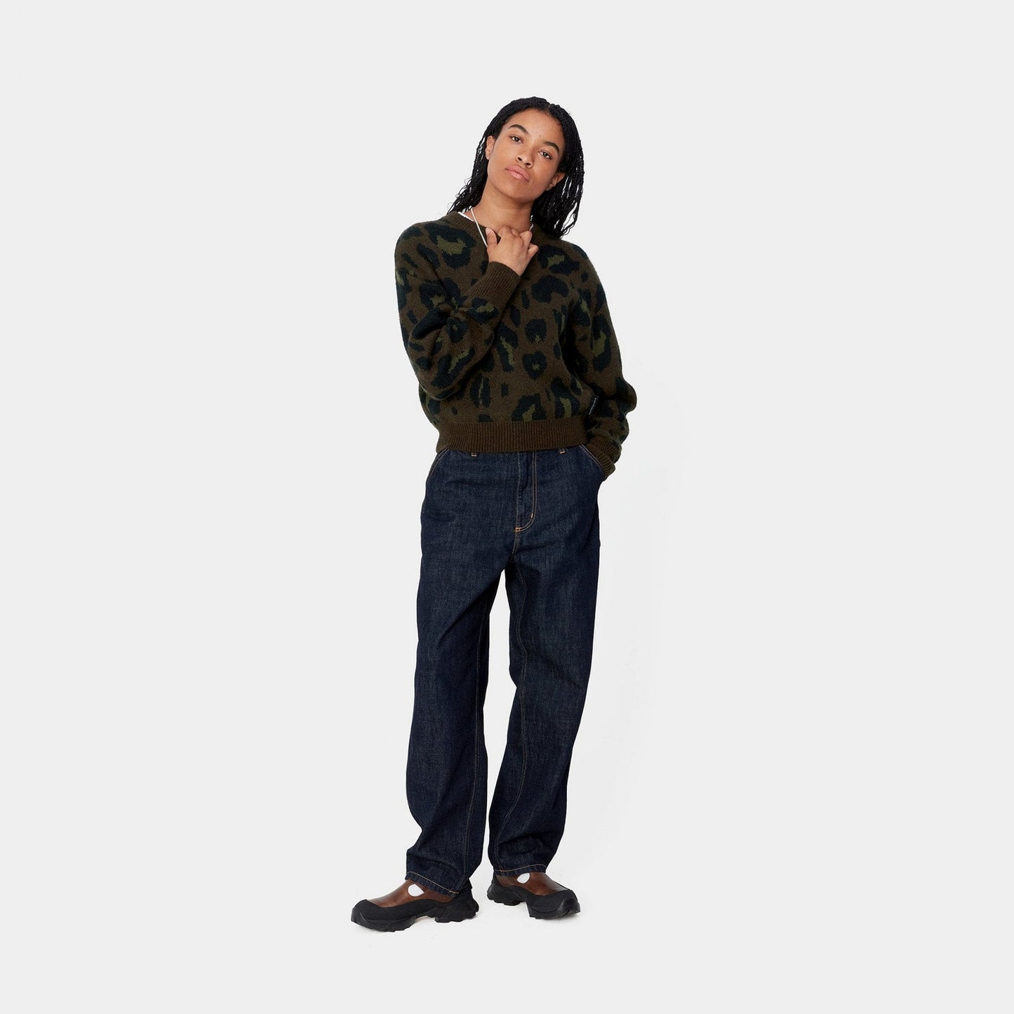 W' Merton Sweater, Camo Leo Jacquard - Tamarind