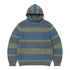 Striped Waffle Knit Hoodie - Grey