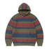 Striped Waffle Knit Hoodie - Olive