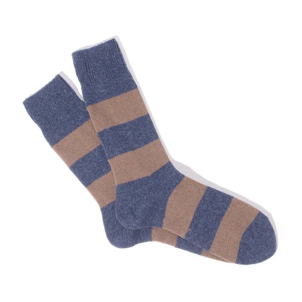 Wool Cashmere Stripes Crew - Blue / Grey