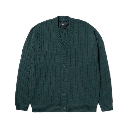 Triple Triangle Jacquard Cardigan - Hunter Green