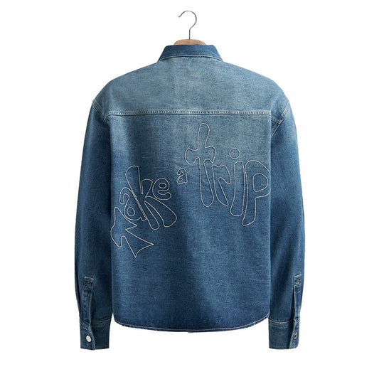 Take A Trip Topstitch Shirt - Blue Wash