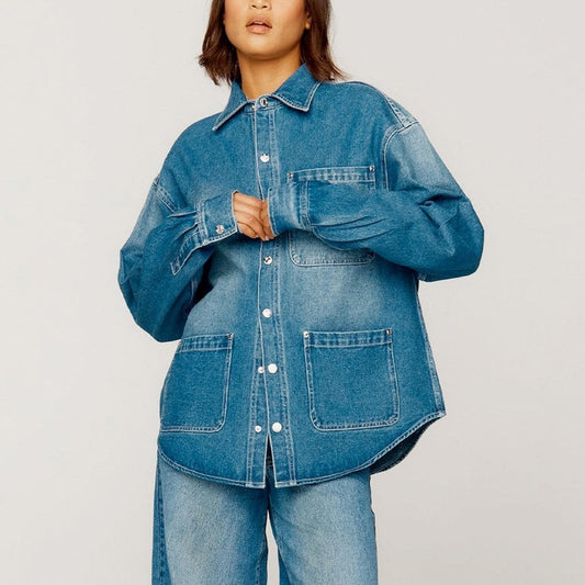 Take A Trip Topstitch Shirt - Blue Wash