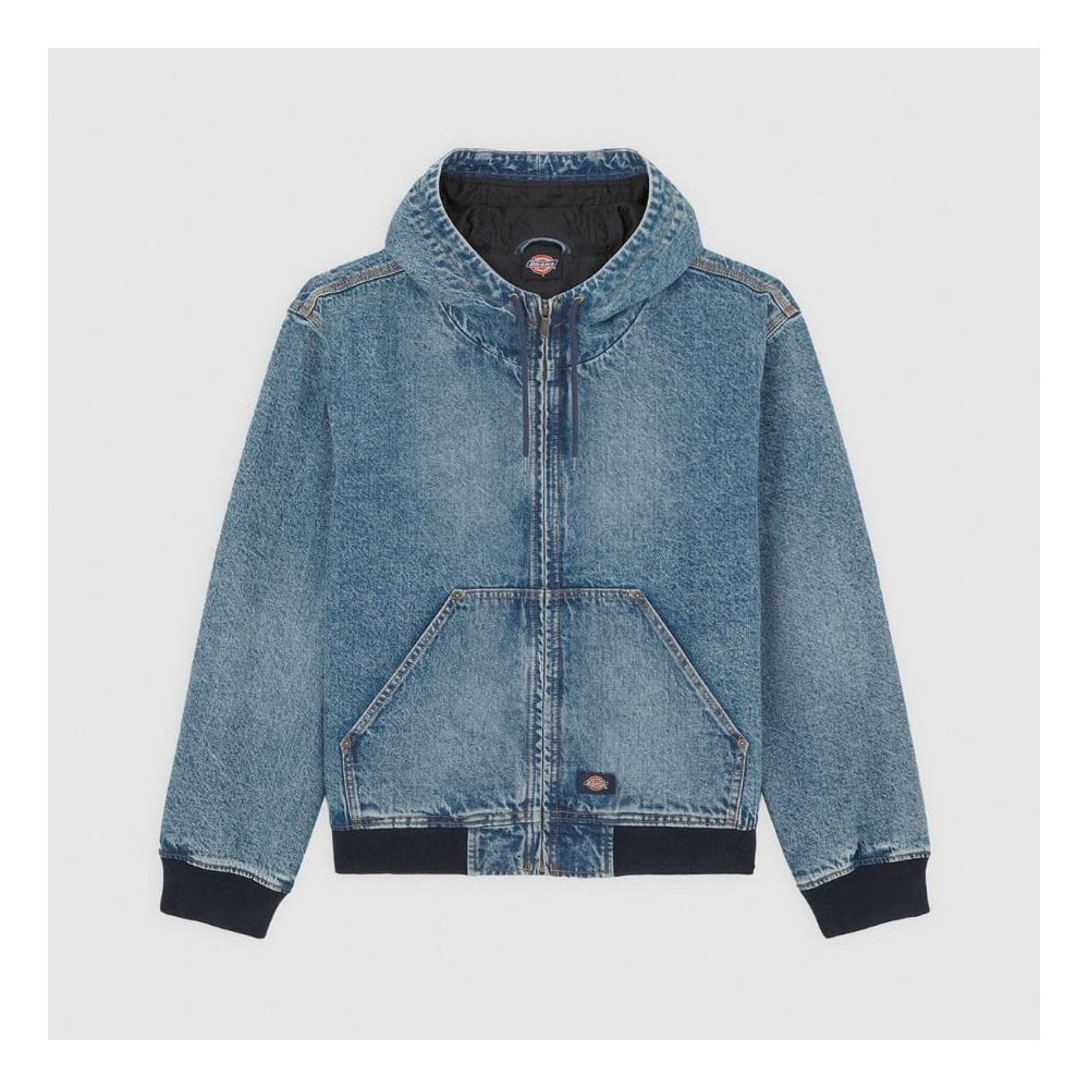 Dickies Hooded Denim Jacket - Rinsed Blue With Fade
