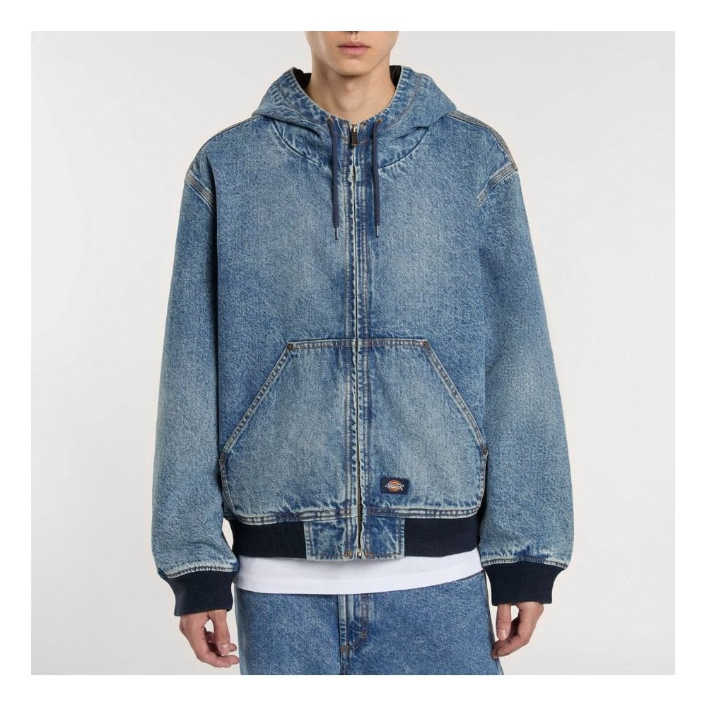 Dickies Hooded Denim Jacket - Rinsed Blue With Fade