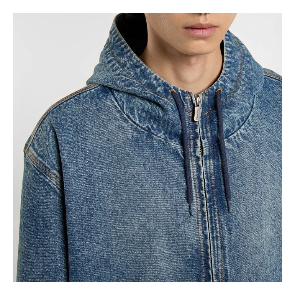 Dickies Hooded Denim Jacket - Rinsed Blue With Fade