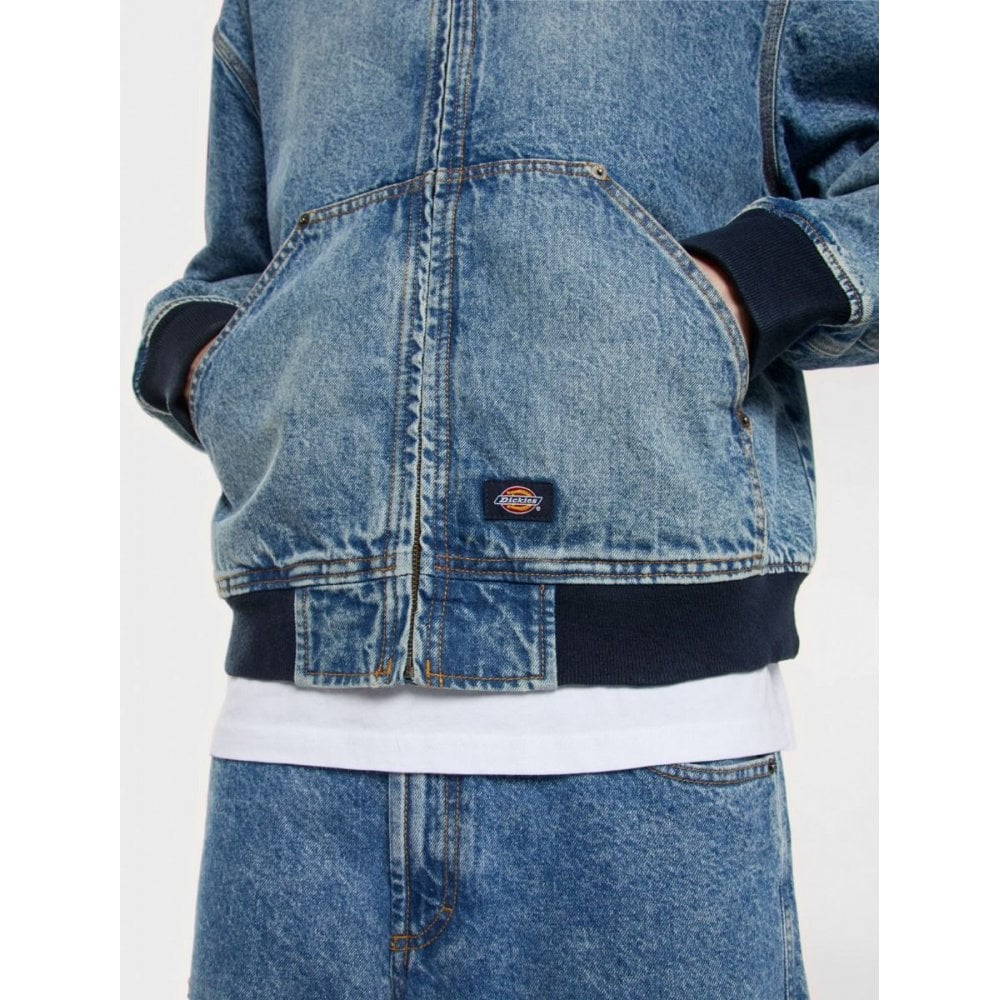 Dickies Hooded Denim Jacket - Rinsed Blue With Fade