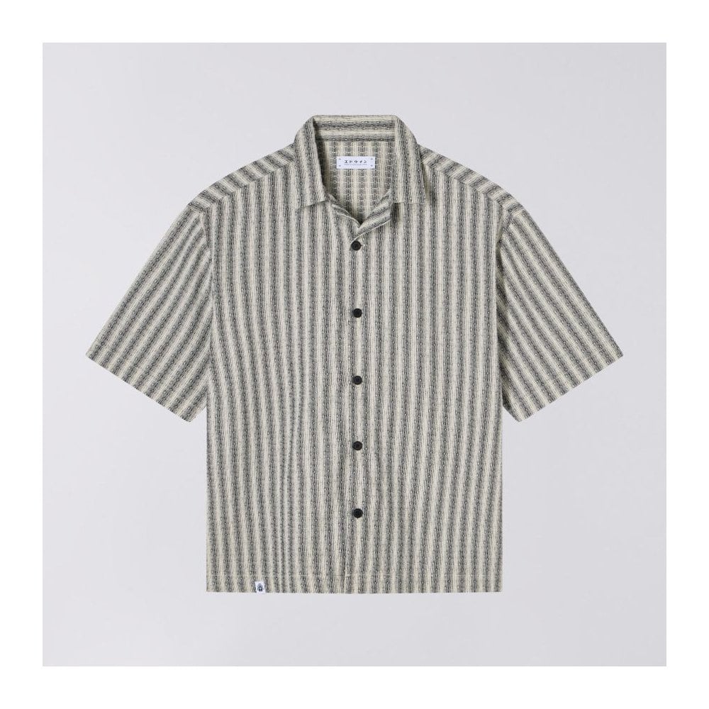 Saga S/S Shirt, Grid Stripe - Black / White (Garment Washed)