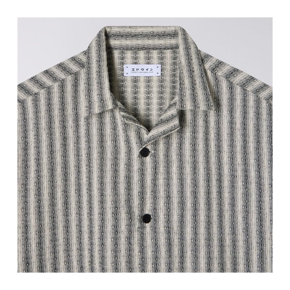 Saga S/S Shirt, Grid Stripe - Black / White (Garment Washed)