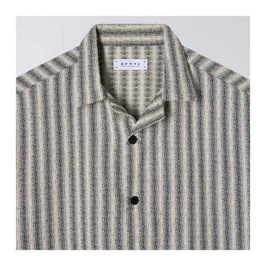 Saga S/S Shirt, Grid Stripe - Black / White (Garment Washed)
