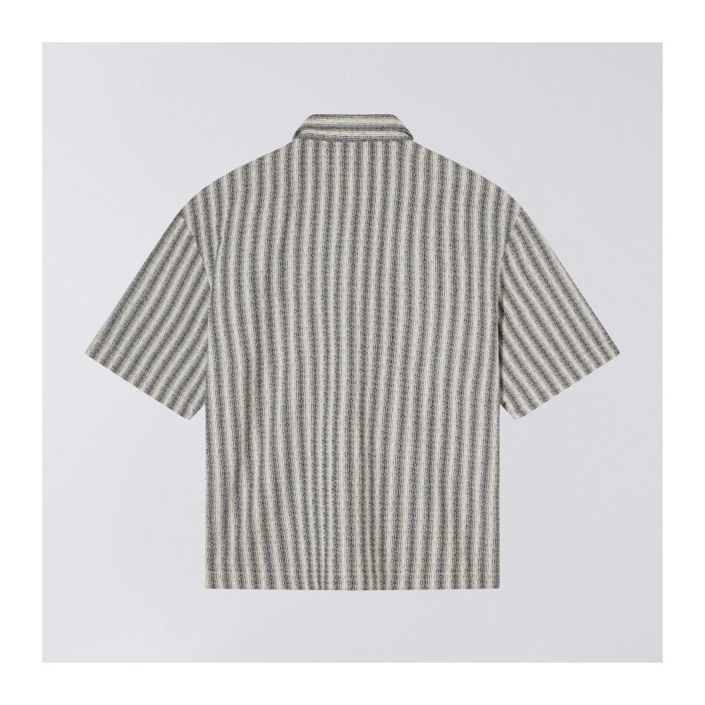Saga S/S Shirt, Grid Stripe - Black / White (Garment Washed)
