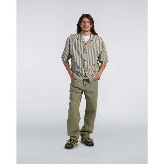 Saga S/S Shirt, Grid Stripe - Black / White (Garment Washed)