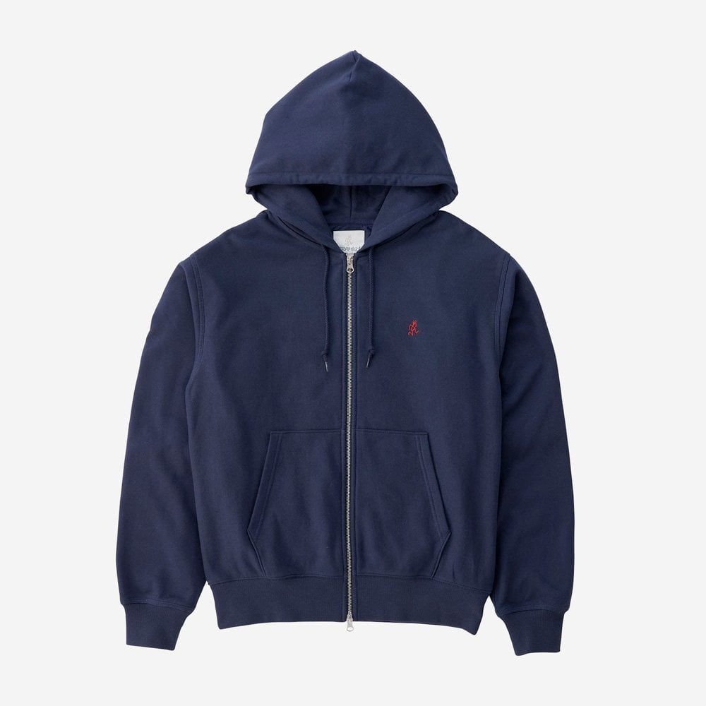 One Point Zip Hooded Sweatshirt - Navy