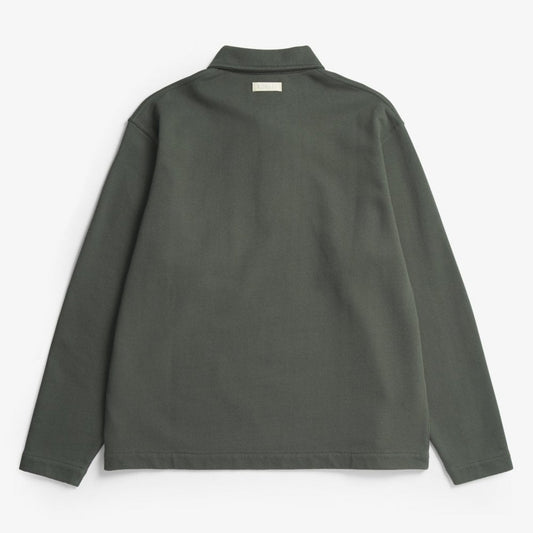 Fraser Relaxed Organic Loopback LS Polo - Black Olive