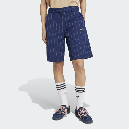 W' Pinstripe Short - Night Indigo / Off White