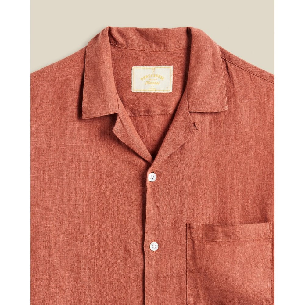 Linen Camp Collar Shirt 25 - Terracotta