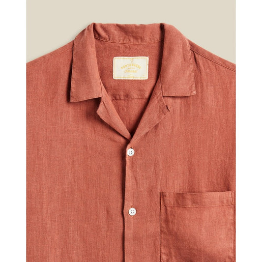 Linen Camp Collar Shirt 25 - Terracotta