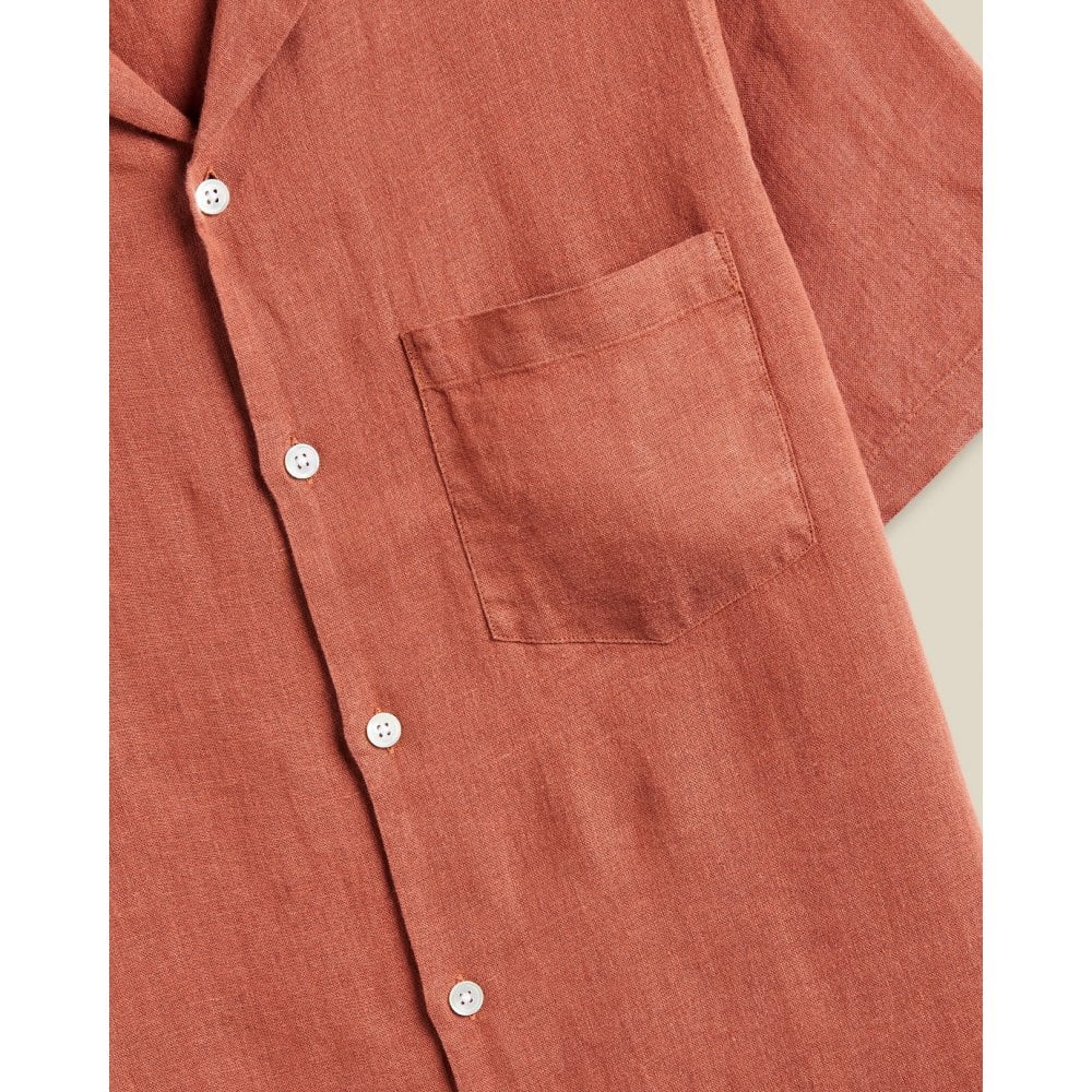 Linen Camp Collar Shirt 25 - Terracotta