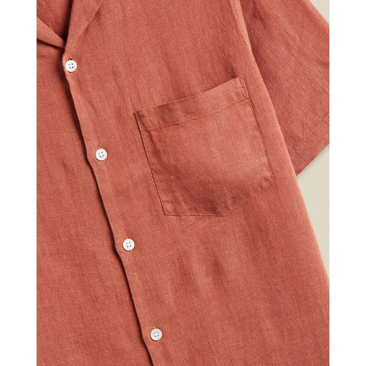 Linen Camp Collar Shirt 25 - Terracotta