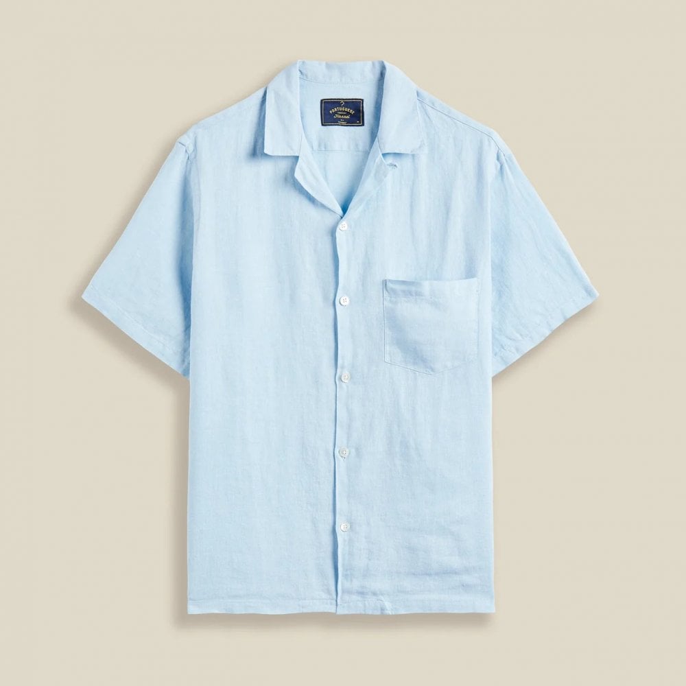 Linen Camp Collar Shirt 25 - Sky