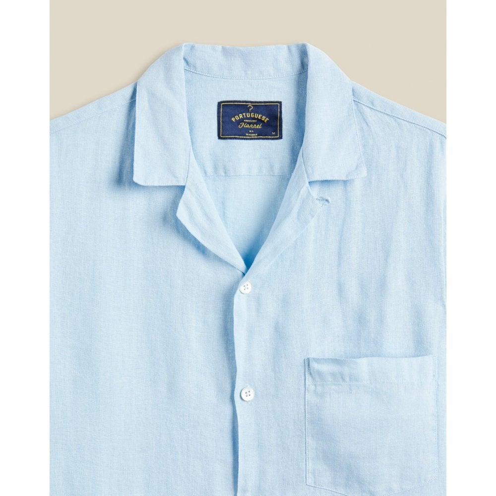 Linen Camp Collar Shirt 25 - Sky