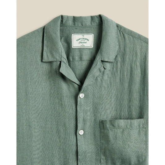 Linen Camp Collar Shirt 25 - Dry Green