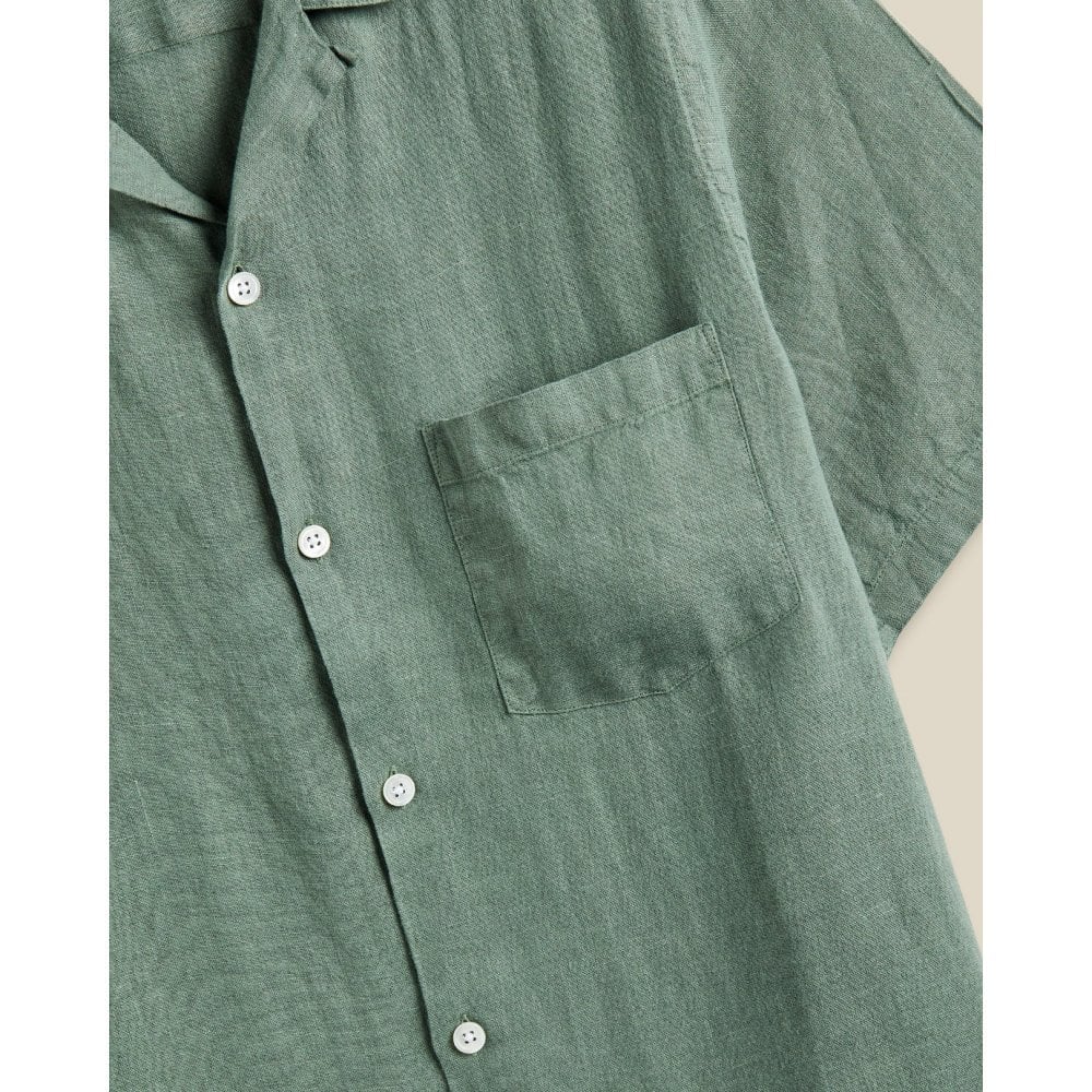 Linen Camp Collar Shirt 25 - Dry Green