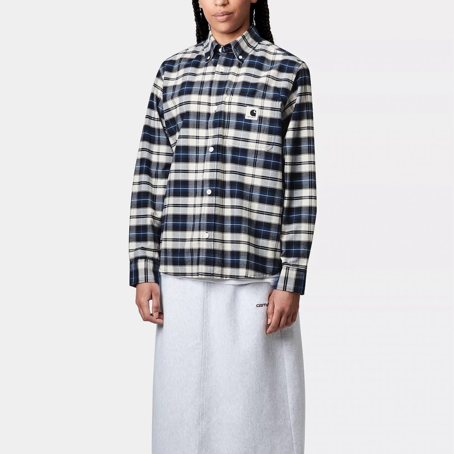 W' L/S Tarbell Shirt, Tarbell Check - Dark Navy / White