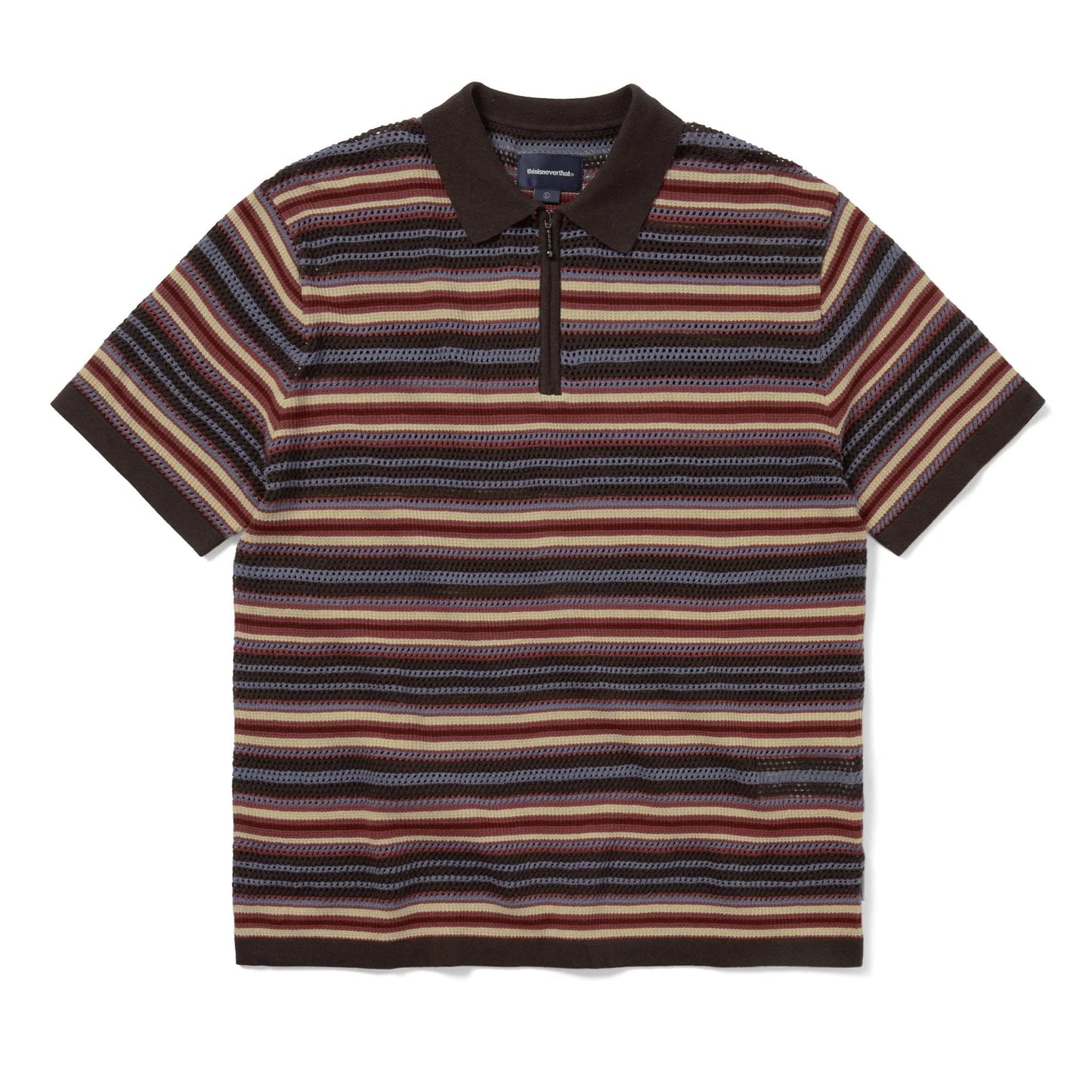 Striped S/S Knit Polo - Red