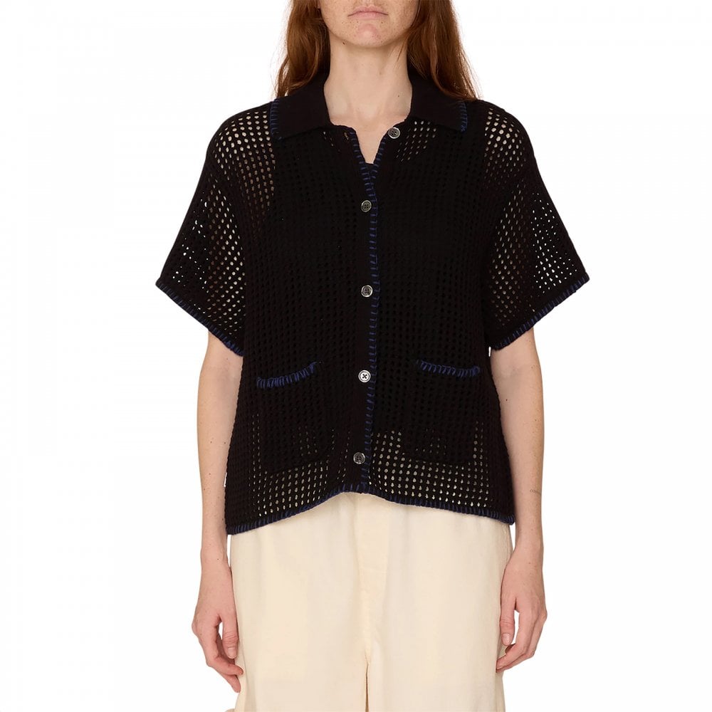 Women's Pilar Crochet S/S Cardigan - Black